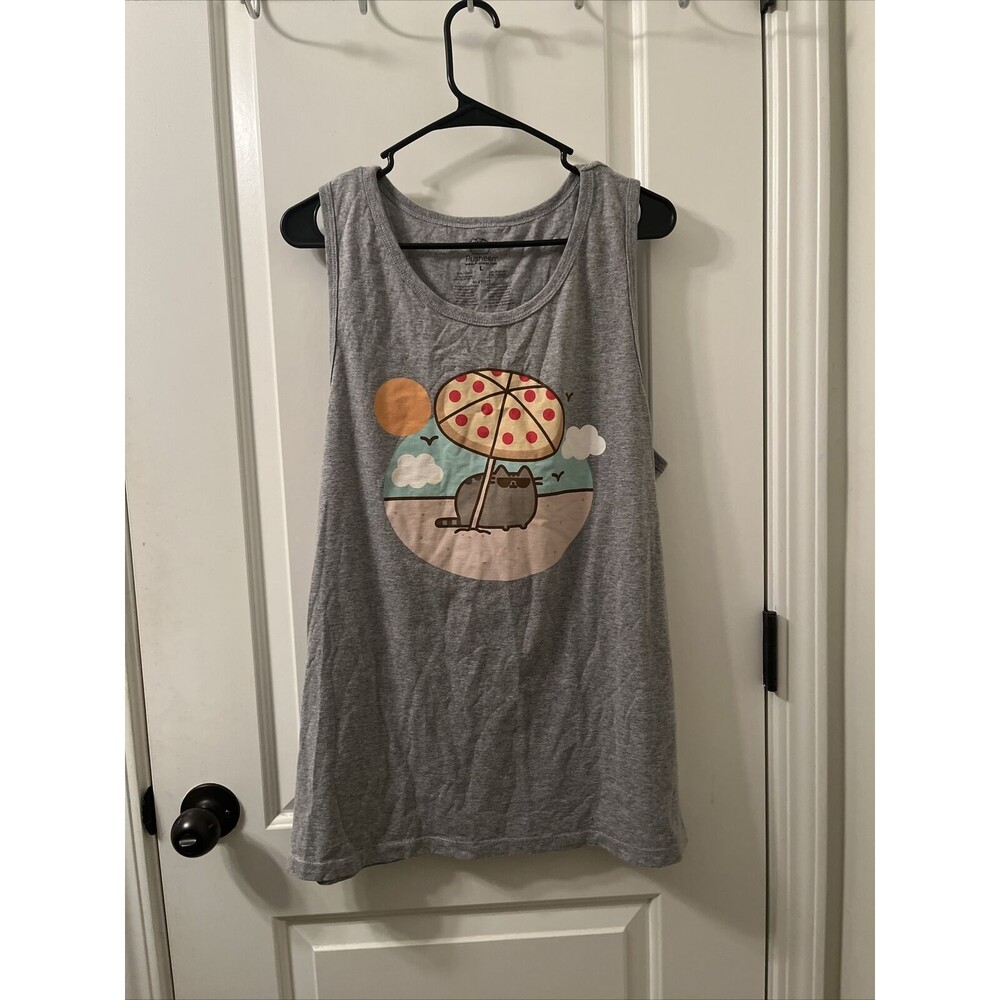 Pusheen Men's Graphic Print Tank Top Gray Tee Size Large